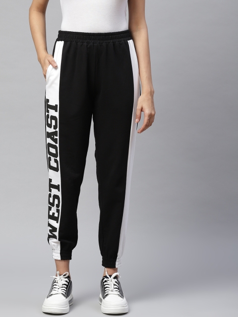 

Laabha Women Black & White Colourblocked Printed Joggers