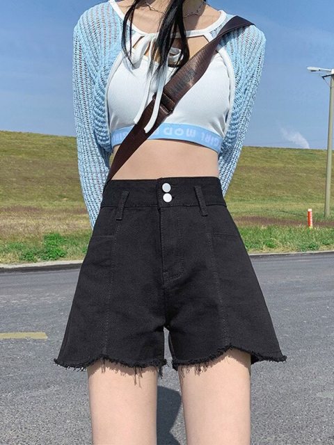

BoStreet Women Black Loose Fit Denim Shorts