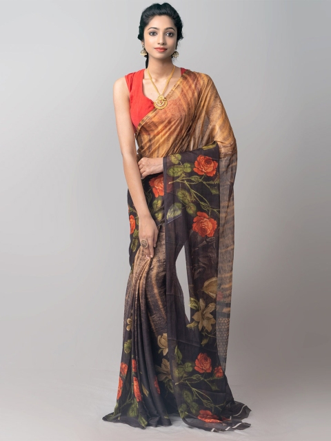 

Unnati Silks Orange & Green Floral Patola Saree