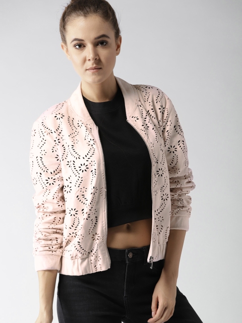 

FOREVER 21 Women Dusty Pink Solid Bomber Jacket