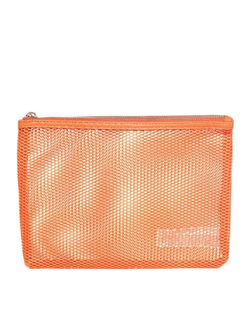 

FOREVER 21 Women Orange Mesh Travel Pouch