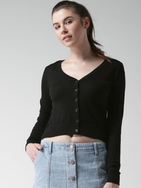 

FOREVER 21 Women Black Crop Cardigan
