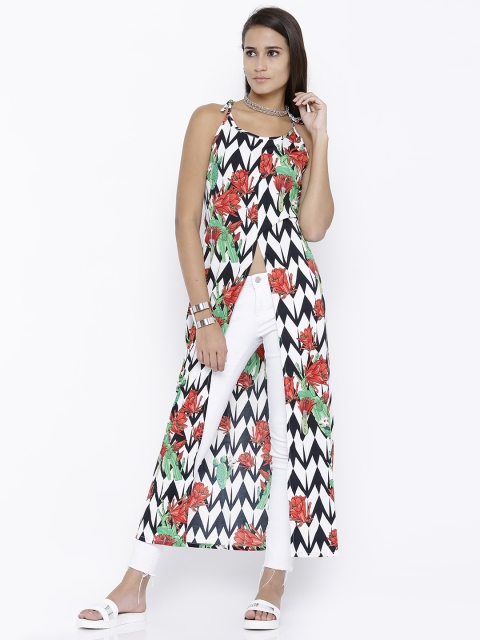 

Tokyo Talkies Women White & Black Printed Maxi Top