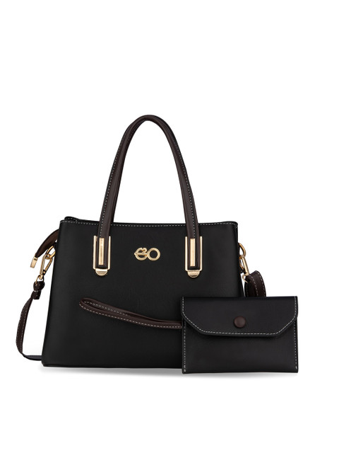 

E2O Women Black PU Structured Handheld Bag