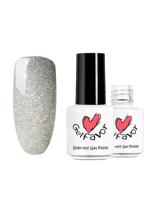 

Gelfavor Pure Color Soak-Off UV LED Long-Lasting Gel Nail Polish - R12, Silver