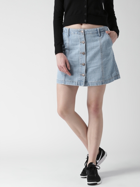 

FOREVER 21 Blue Denim Mini A-Line Skirt