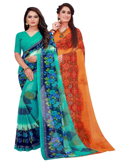 

Florence Pack of 2 Printed Pure Georgette Sarees, Orange