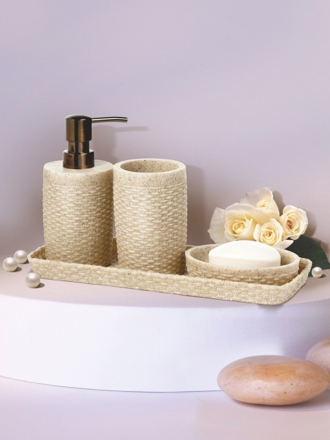 

OBSESSIONS Standstone Brown 4 Pcs Polyresin Bathroom Set