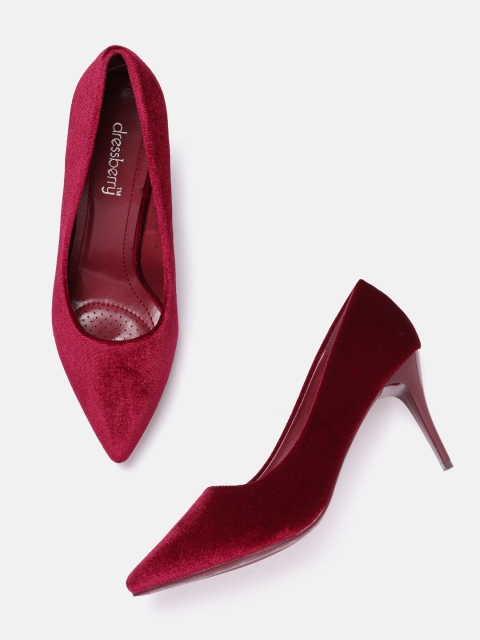 

DressBerry Women Maroon Solid Party Pumps