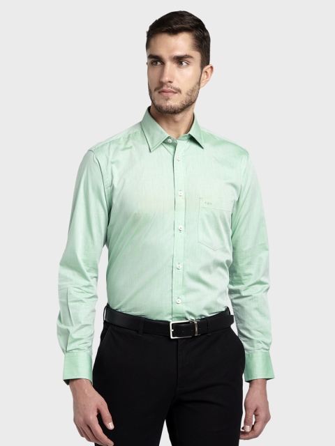 

ColorPlus Men Green Tailored Fit Solid Formal Shirt
