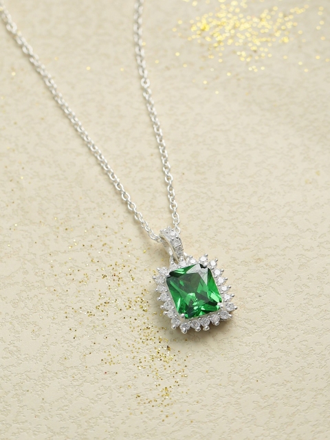 

Hiara Jewels Silver-Plated CZ-studded Pendant with Chain