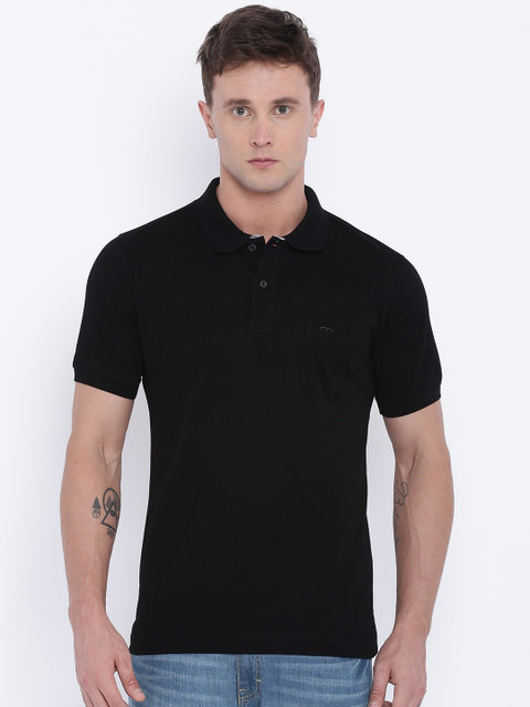 

ColorPlus Men Black Solid Polo T-shirt