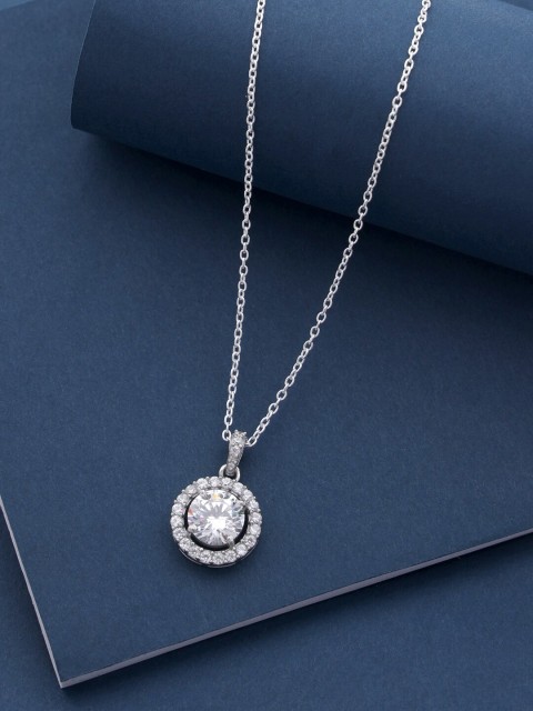 

Hiara Jewels Rhodium-Plated Pendant with chain, Silver