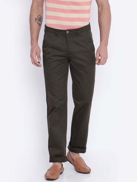 

ColorPlus Men Brown Solid Tailored Fit Chino Trousers