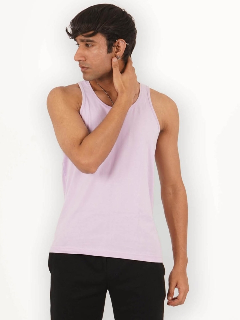 

Melangebox Men Lavender Solid Cotton T-shirt