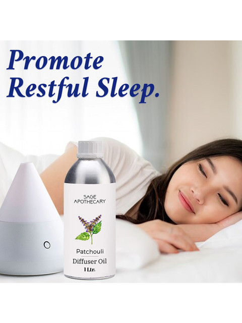 

SAGE APOTHECARY Transparent Patchouli Diffuser Oil For Anxiety Free Sleep & Pure Aromatherapy 1L