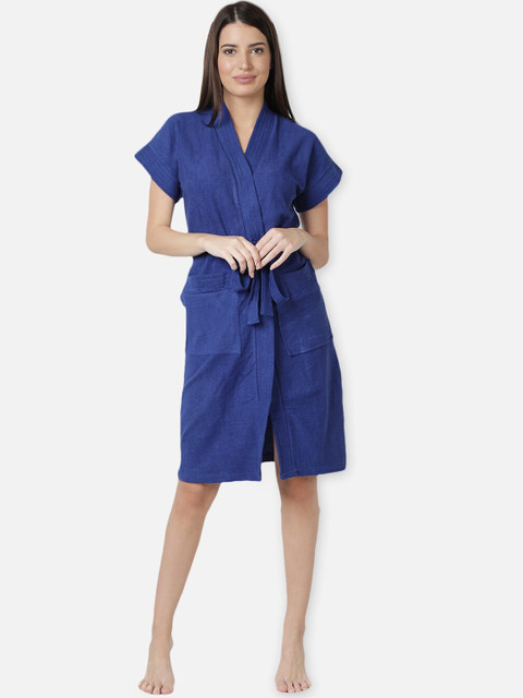

LacyLook Women Blue Solid Bath Robe