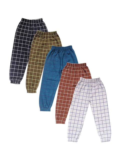 

T2F Boys Pack Of 5 Multi-Coloured Checked Cotton Joggers