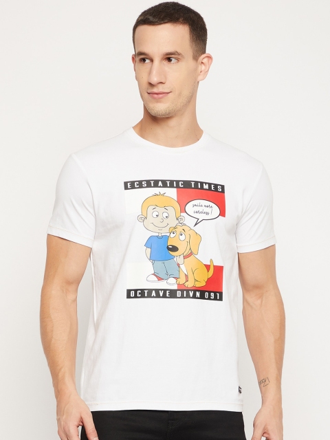 

Octave Men White Printed Cotton T-shirt