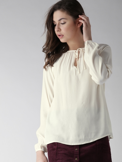 

FOREVER 21 Women Cream-Coloured Solid Top