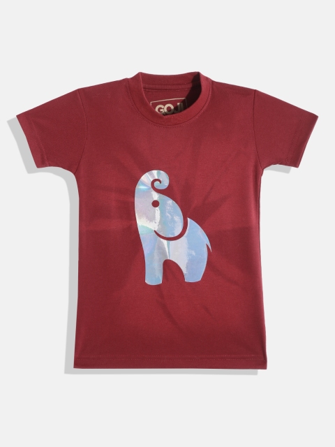 

GOJI Kids Maroon Printed T-shirt