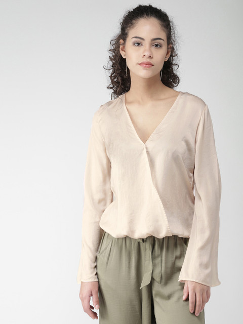 

FOREVER 21 Women Peach-Coloured Wrap Top