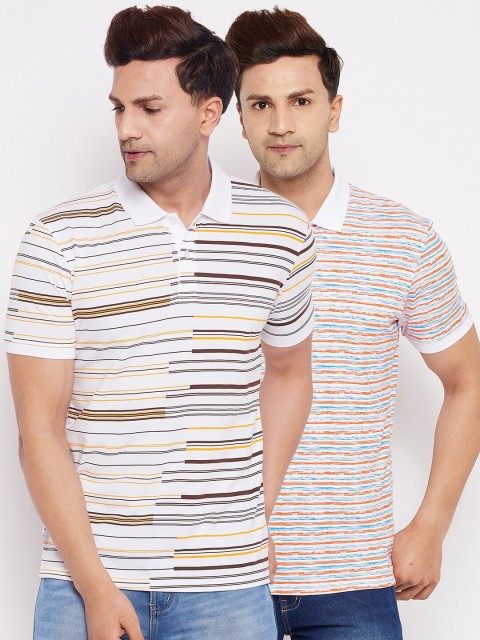 

WILD WEST Men Multicoloured 2 Striped Polo Collar T-shirt, Multi