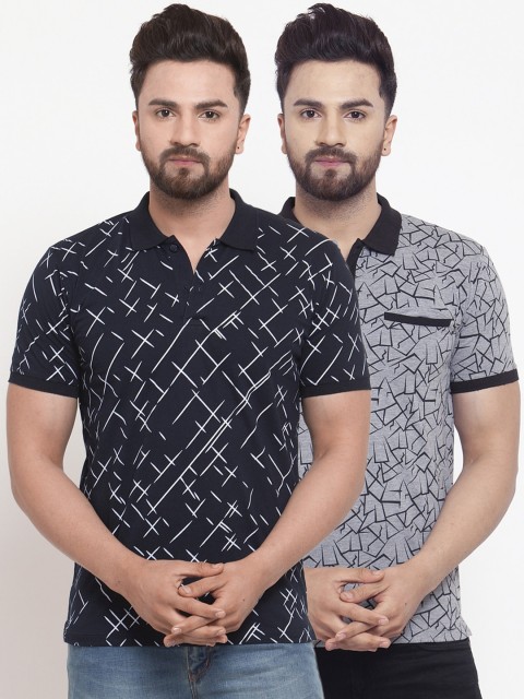

WILD WEST Men Multicoloured 2 Printed Polo Collar T-shirt, Multi