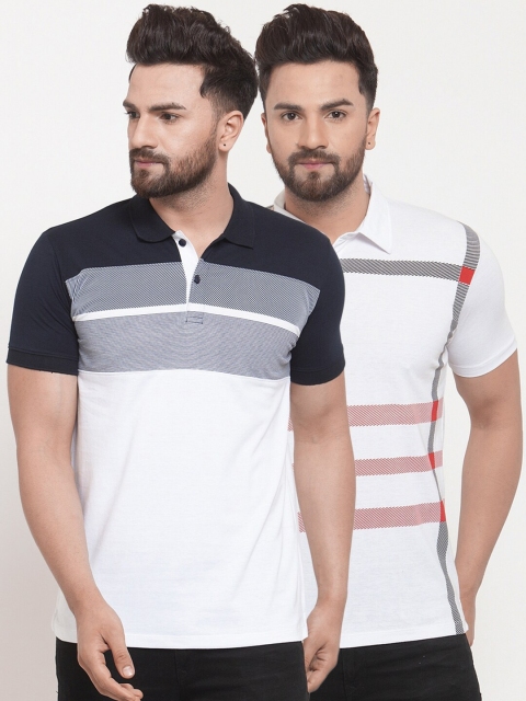 

WILD WEST Men Multicoloured 2 Striped Polo Collar T-shirt, Multi