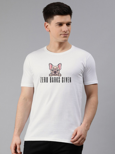 

UNSULLY Men White Typography Printed Applique Outdoor T-shirt