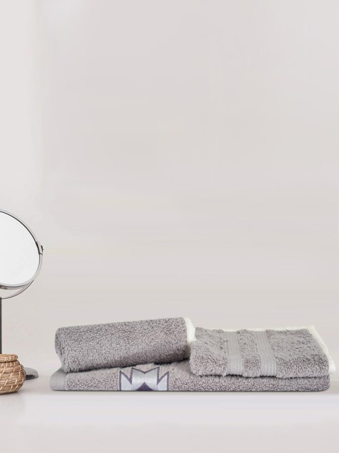 

LUSH & BEYOND Set of 3 Grey Self Design 500 GSM Pure Cotton Towel Set