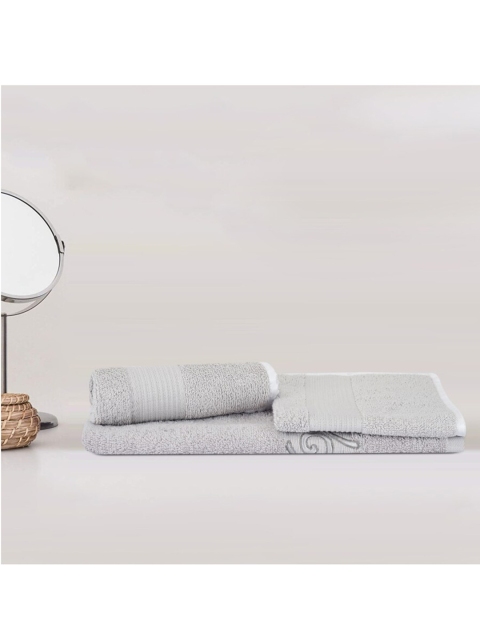 

LUSH & BEYOND Grey Solid Set Of 3 500 GSM Pure Cotton Towel Set