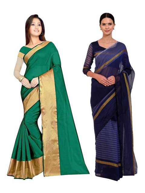

SAADHVI Set of 2 Silk Cotton Saree, Green