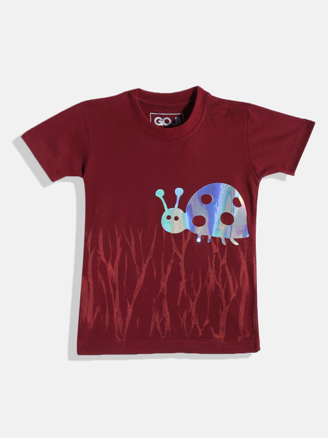 

GOJI Kids Maroon Printed T-shirt