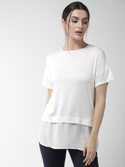 

FOREVER 21 Women Off-White Solid Top