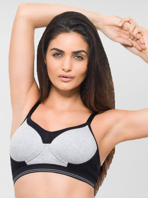 

laavian Grey & Black Colourblocked Bra Lightly Padded ZB_3501GREY_XS