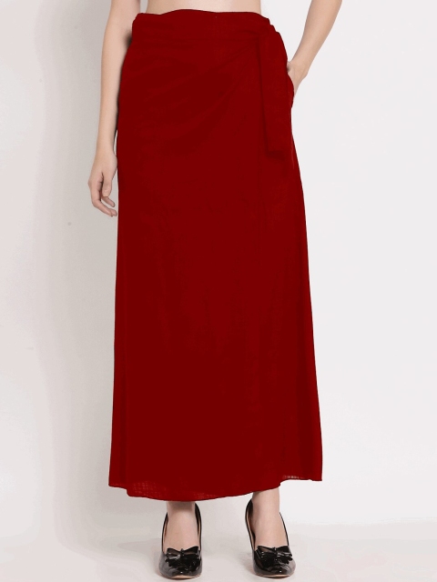 

PATRORNA Women Maroon Solid Maxi Wrap Skirt