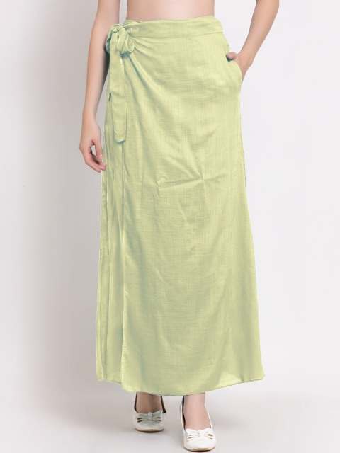 

PATRORNA Women Cream Solid Flared Wrap Maxi Skirt