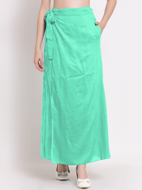 

PATRORNA Women Teal Green Solid Maxi Wrap Skirt