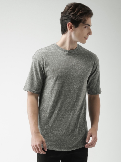 

FOREVER 21 Men Grey Melange Solid Round Neck T-shirt