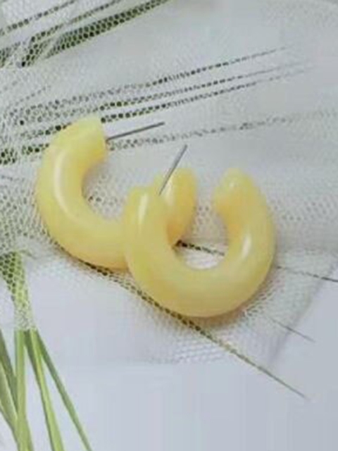 

WHITE LIES Yellow Contemporary Hoop Earrings