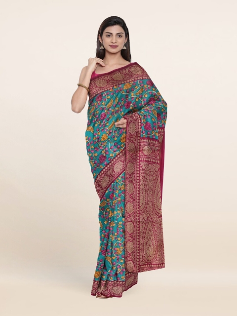 

Pothys Teal & Magenta Floral Saree