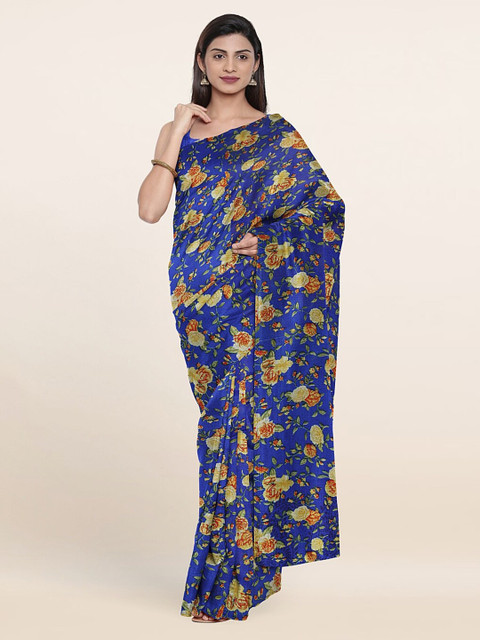 

Pothys Blue & Yellow Floral Saree