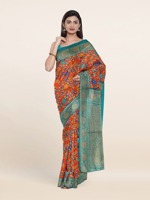 

Pothys Red & Blue Floral Saree