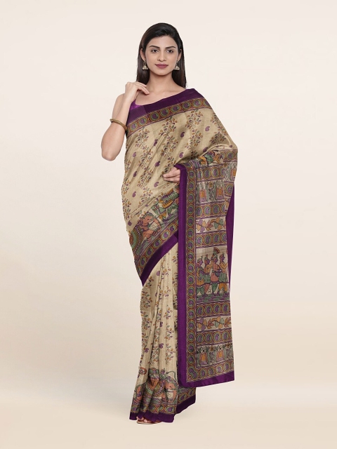 

Pothys Beige & Violet Ethnic Motifs Saree