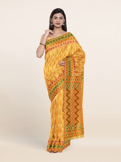 

Pothys Yellow & Green Ethnic Motifs Saree