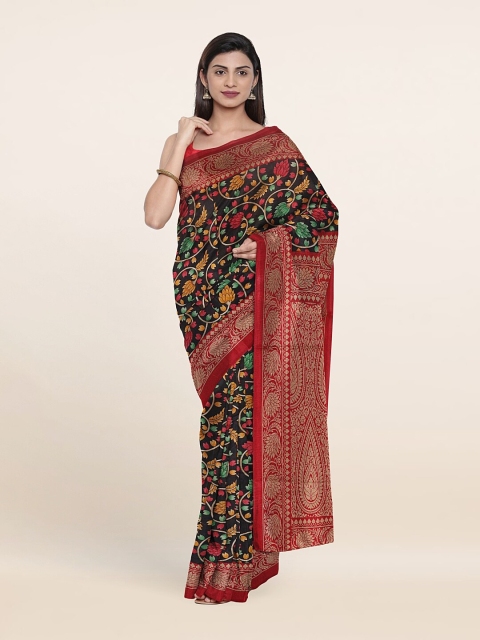 

Pothys Black & Orange Floral Saree