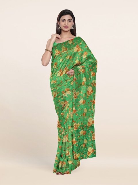 

Pothys Green & Orange Floral Saree