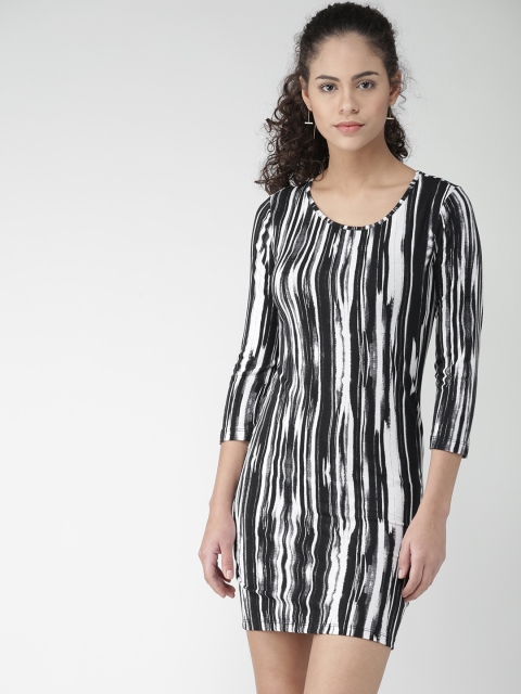 

FOREVER 21 Women Black Printed Bodycon Dress