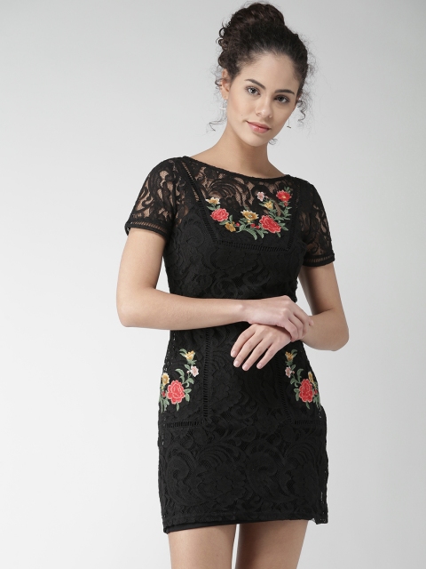 

FOREVER 21 Women Black Lace Sheath Dress